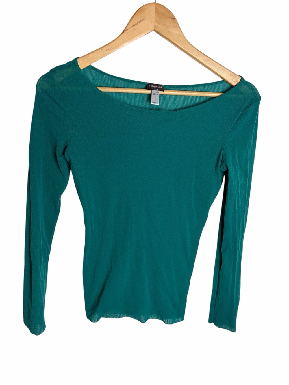 Cosabella green boatneck mesh long sleeve blouse size S